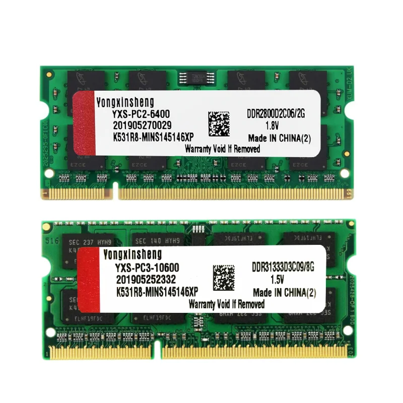 Yongxinsheng DDR2 DDR3 RAM 2GB 4GB 8GB 1066MHZ 1333MHZ 1600MHZ 노트북 컴퓨터 PC3 12800S 범용 메모리 DDR3 204핀
