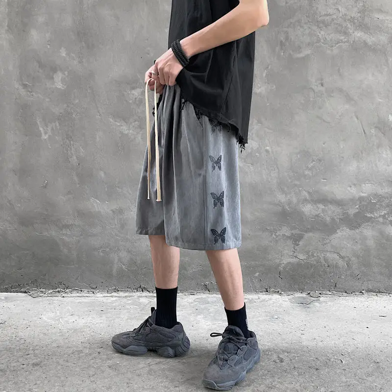Summer Solid Color Elastic Waist Drawstring Motion Pants Man Loose Casual Thin Style Knee Length Shorts Fashion Men's Clothing