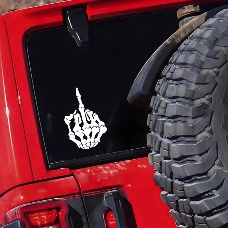 Skeleton Hand Skull Finger Sticker – Add a Touch of Humor to Your Car or Laptop