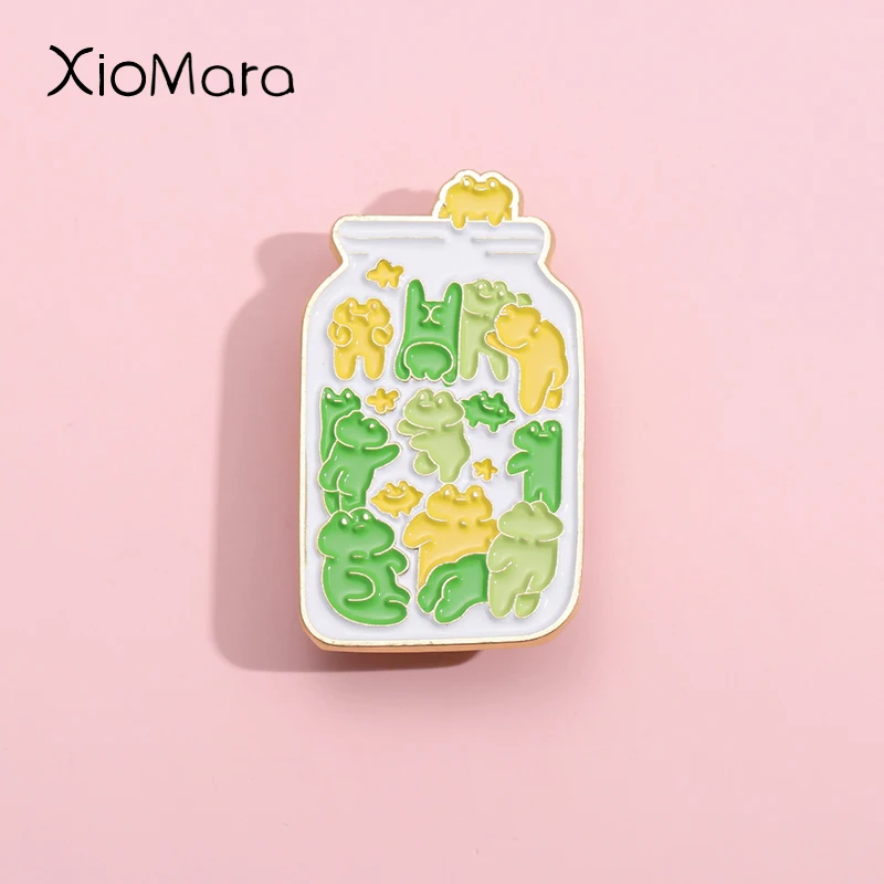Alfileres esmaltados de rana para niños y amigos, broches de solapa, insignias de animales, regalo de joyería
