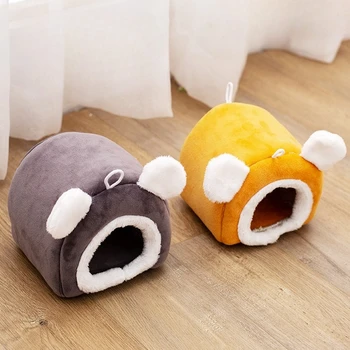 Pet Hamster Nest Plush Winter Thickened Cotton Nest Golden Bear Hamster Rabbit Pet House Sleeping Nest Small Pet Nest Pet Bed