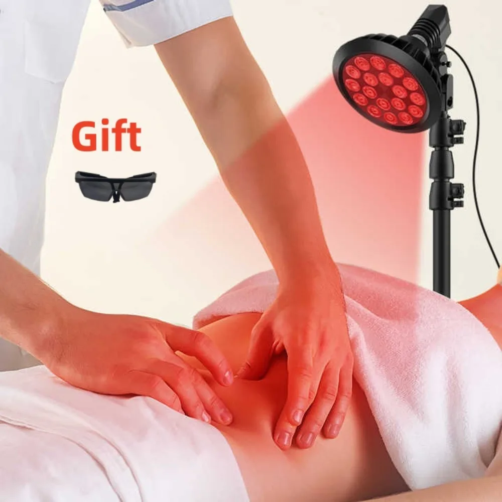 18Pcs 54W LED Red Light Therapy Lamp 660nm&850nm Infrared Bulb Floor Stand for Skin Care Pain Relief 360&deg; Adjustable