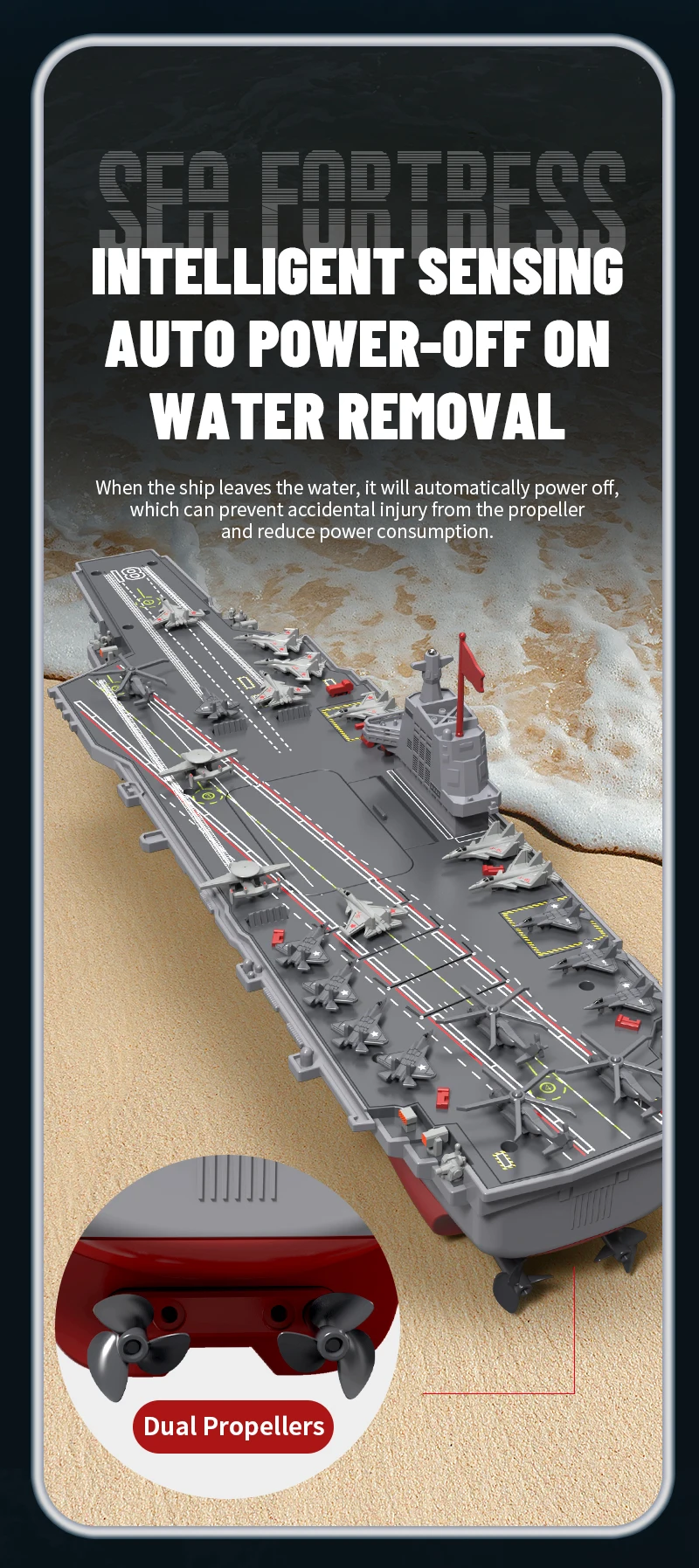 Geschenk 2,4GHz RC Hochgeschwindigkeitsboot Ferngesteuerter Flugzeugträger Kriegsschiff S19 Elektrisches Wasserspielzeug RTR Doppelmotor-Modell – Detail 7