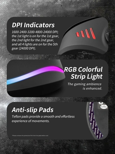 Souris Verticale Gaming RGB – Filaire/Sans Fil, 24000 DPI, Joystick & Boutons Programmables 4