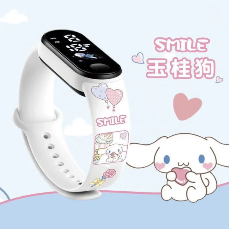 

Cute Sanrio Cinnamoroll Kuromi Cartoon Printed Sports Watches Waterproof Luminous Electronic Watch Student Stationary Kid Gift