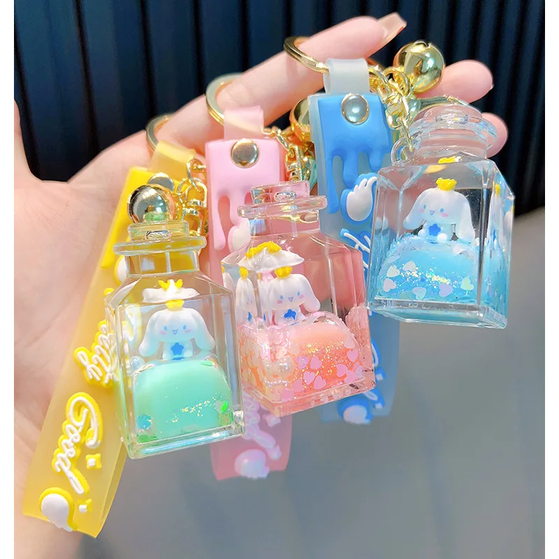 

Мультяшная анимация Sanrio Cinnamoroll масляная квадратная зыбучий песок Дрифт бутылка кулон-брелок для автомобиля подарок ювелирные изделия