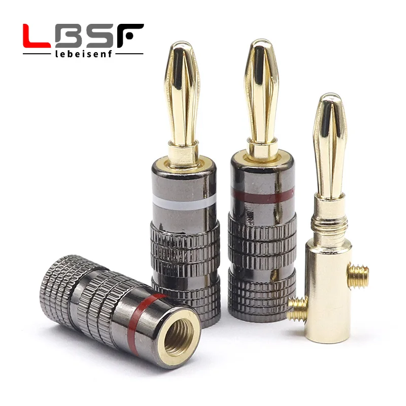 2pcs1pairsNewHIFIBANANAPLUGS24KGoldplated4MMBananaConnector