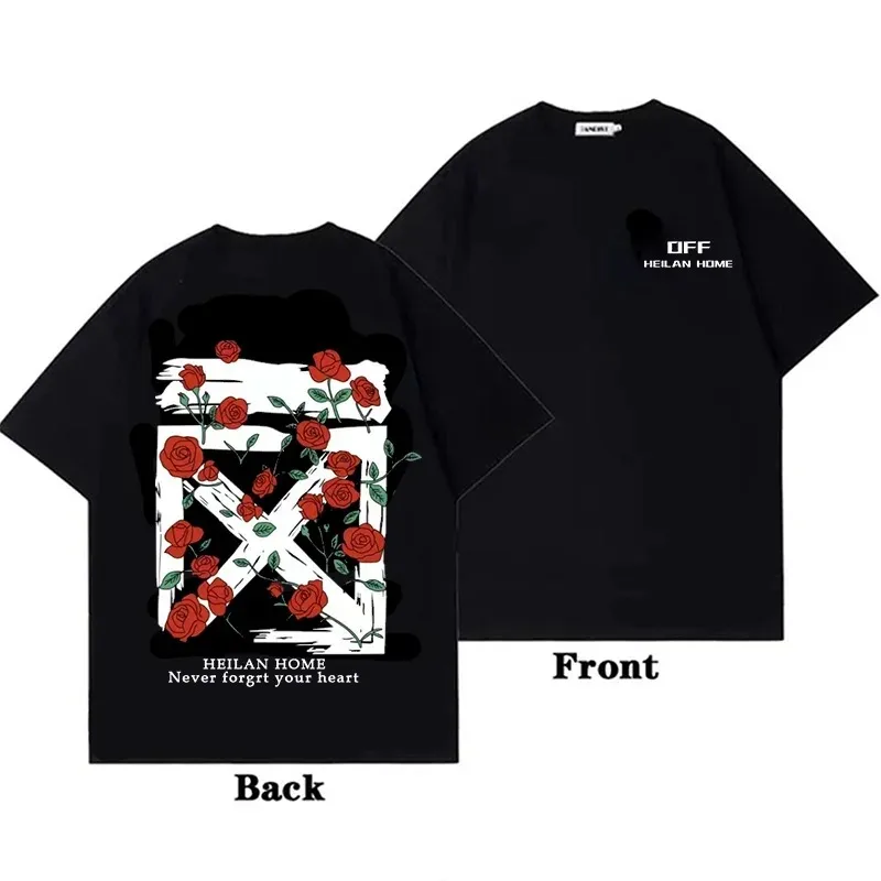 

2024 New Summer MenT-Shirt Hellan Home Print Short Sleeve Tees Unisex Clothing Oversized High Quality Loose Retro Tees