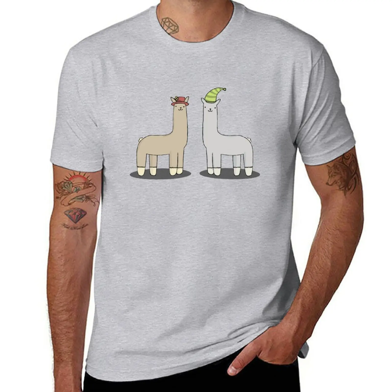 

llamas with hats T-Shirt quick drying tops oversized vintage clothes mens funny t shirts