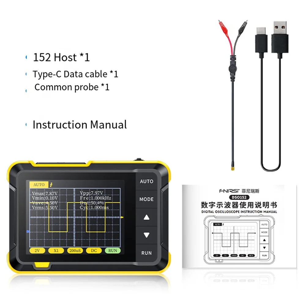 Digital Oscilloscope Handheld Digital Oscilloscope Kit 200kHz 2.5MS/s High Sampling Rate
