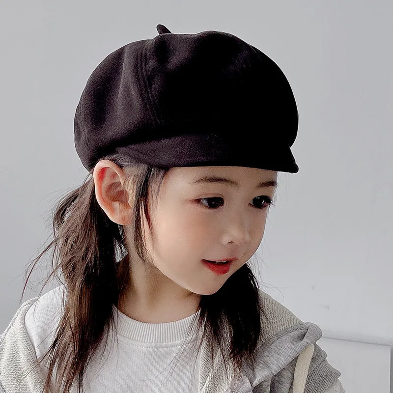 Autumn Winter Kids Newsboy Cap Boys Girls Octagonal Hat Vintage Soft Casual Berets Cap Visor Flat Hat Children Four Seasons Caps