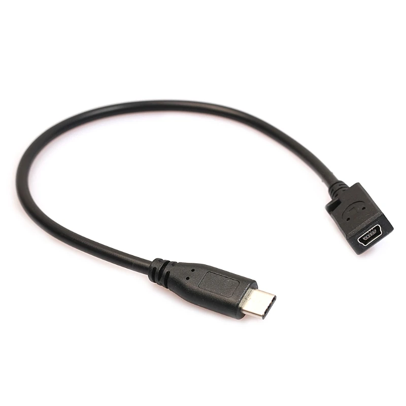 Right-Angle USB-C to Mini USB Adapter Cable for Charging and Data Transfer
