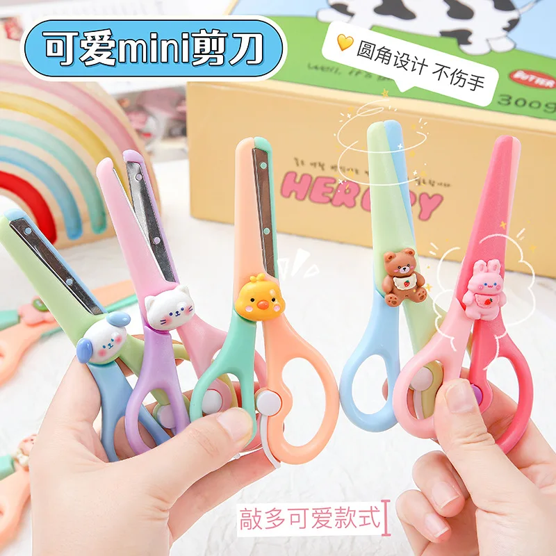 Blue Cute Safety Scissors With Protective Cover Kids Paper Craft Scissors  Card Photo Handmade Tools DIY School Office Supplies - AliExpress