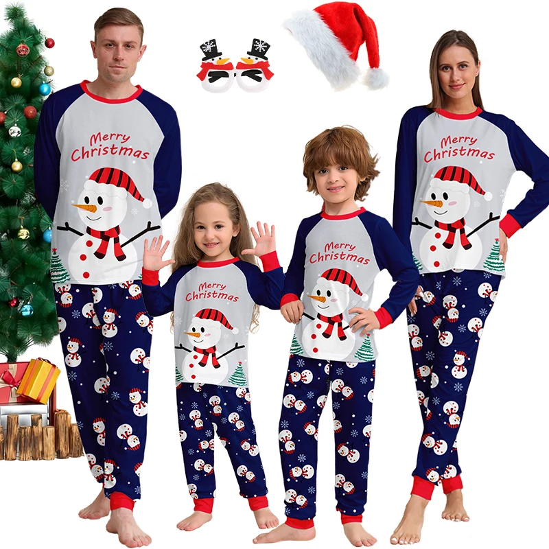 thumbnail image 2 of Conjunto de pijama navideño para toda la familia con estampado de letras de muñeco de nieve a la moda Conjuntos a juego para madre e hija Pijamas navideños para padres e hijos, 2 of 5