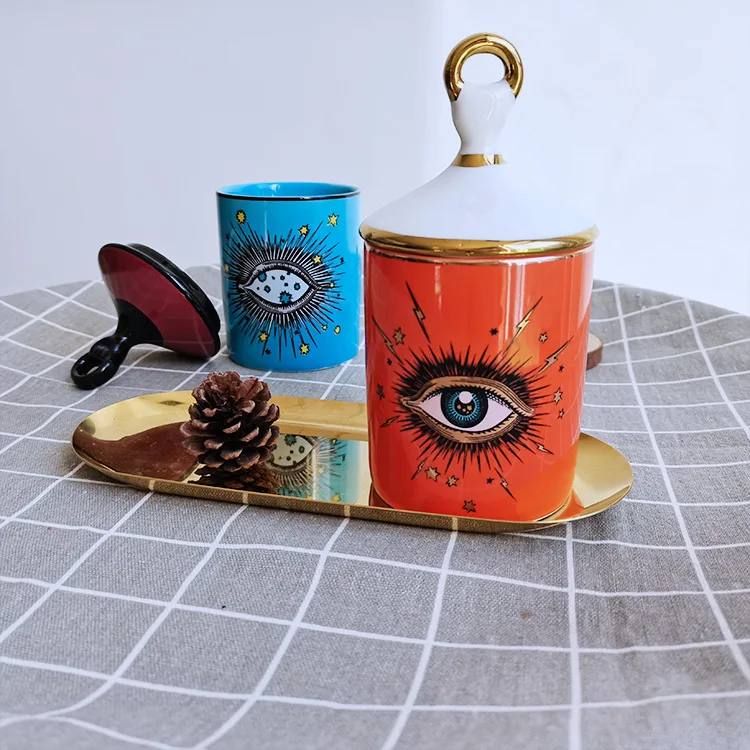 

Creative Star Eyes Ceramic Storage Jar Modern Colorful Multifunctional Cup Ornaments Home Decorative Aromatherapy Candle Jar