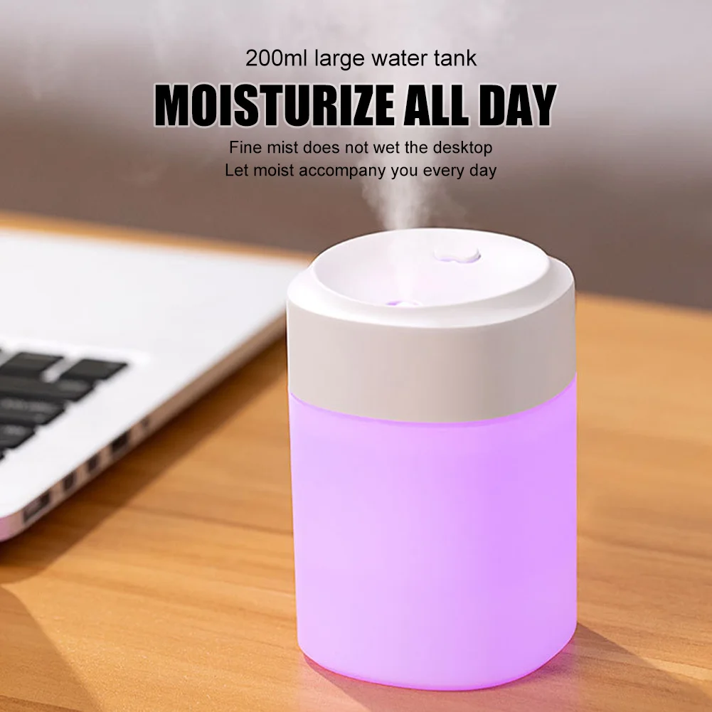 200ml Portable Mini Humidifier USB Powered With LED Light Car Home Humidifier Aroma Essential Oil Diffuser Interior Accessories air humidifier
