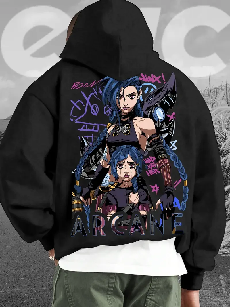 Hot Anime Arcane League Jinx Graphic 3D Print Hoodies Sweatshirt Men Women Tracksuit Pullover Harajuku Y2k Hoodie Men's Clothing
