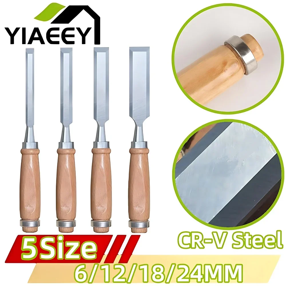 5pcs 6mm-24mm Wooden Chisel Carving Knife Woodworking Chisel Set