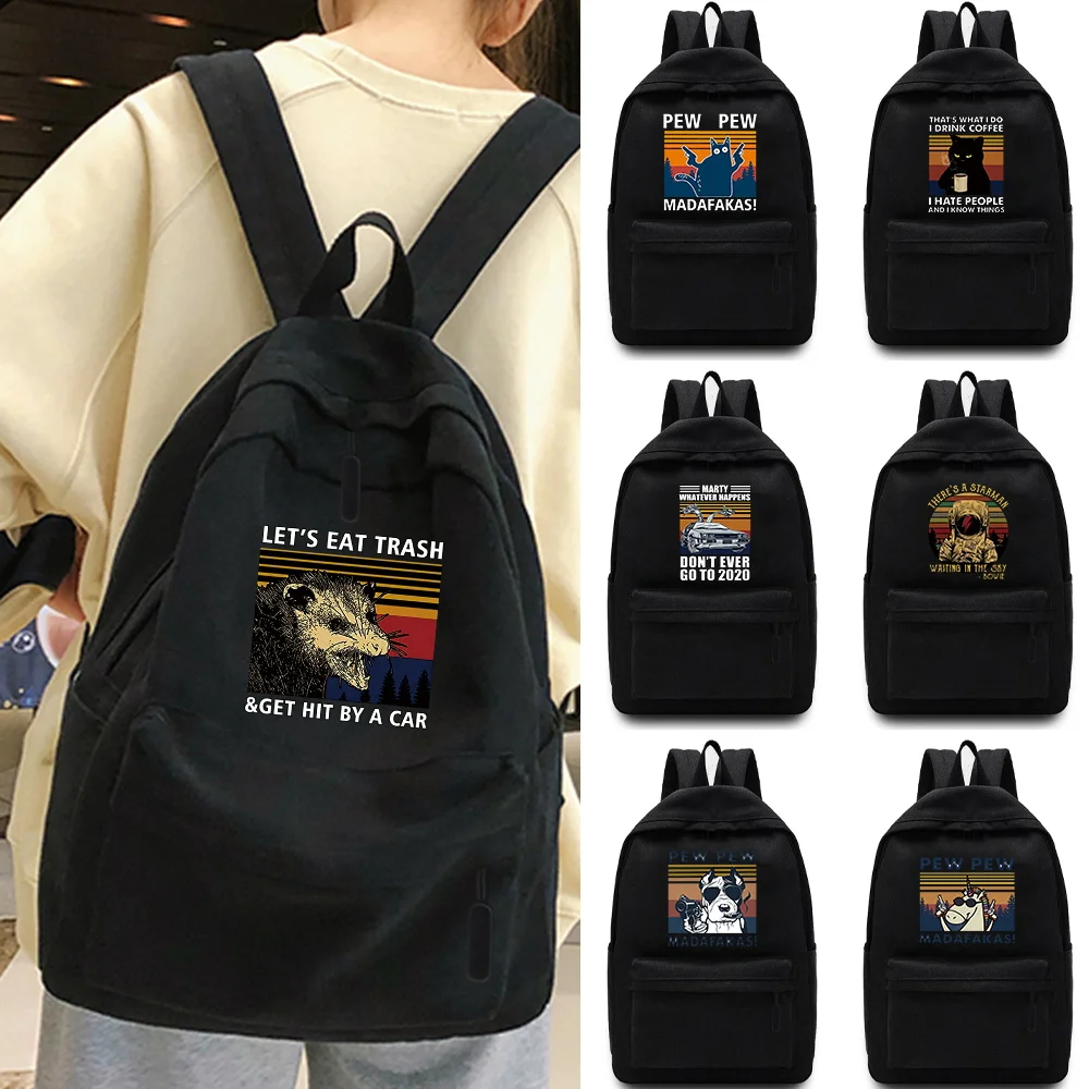 Unisex Shoulder Backpack Casual Pew Pattern Print Hiking Travel Laptop Backpack Outdoor Sport School Bag Large Capacity Rucksack
