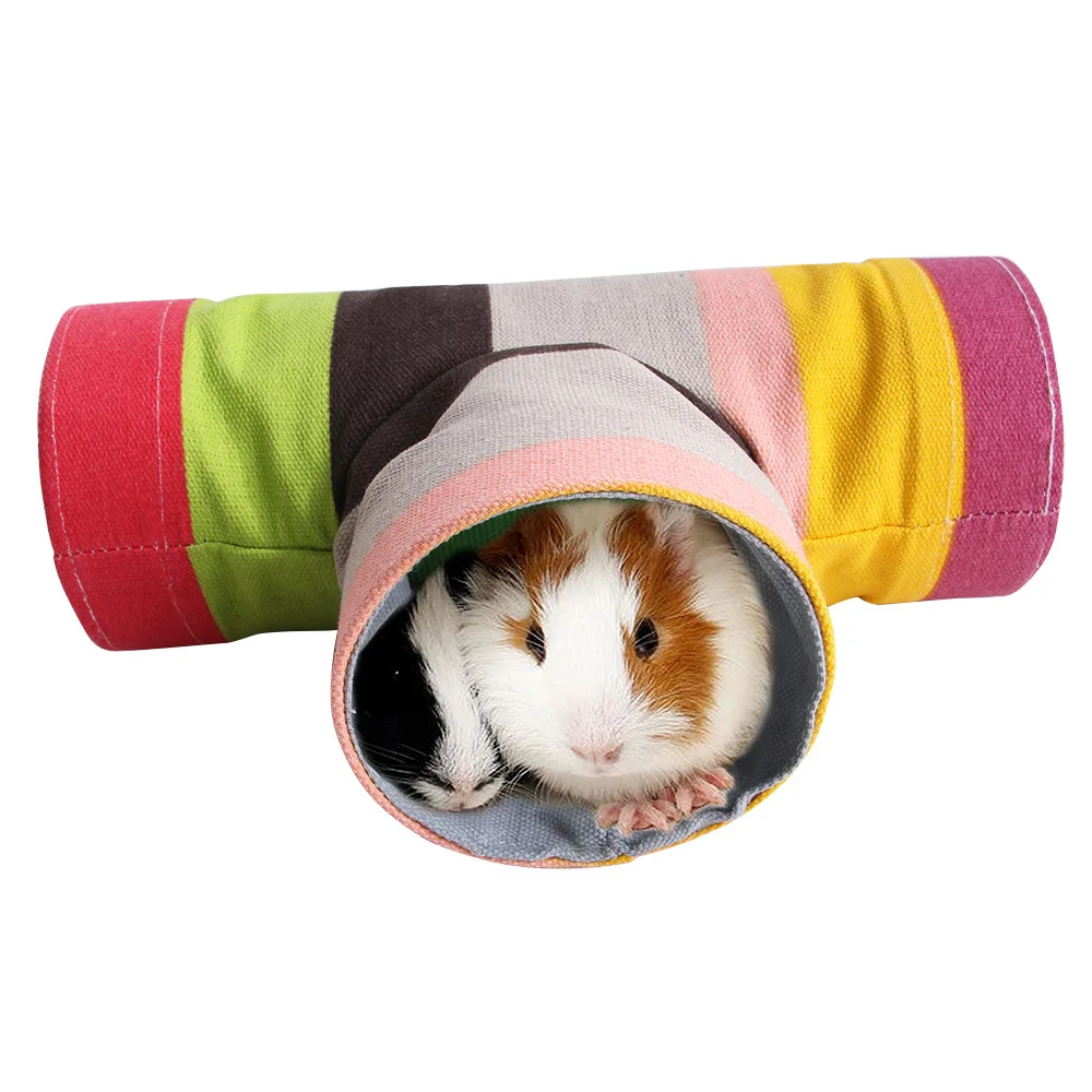 Small Pet Colorful Tunnel Toy 4 Kinds Rainbow Dwarf Rabbit Nest Guinea Pig Squirrel Pet Drill Hole Fun Tunnel Hamster Toy small pet tunnel hamster cage tunnel