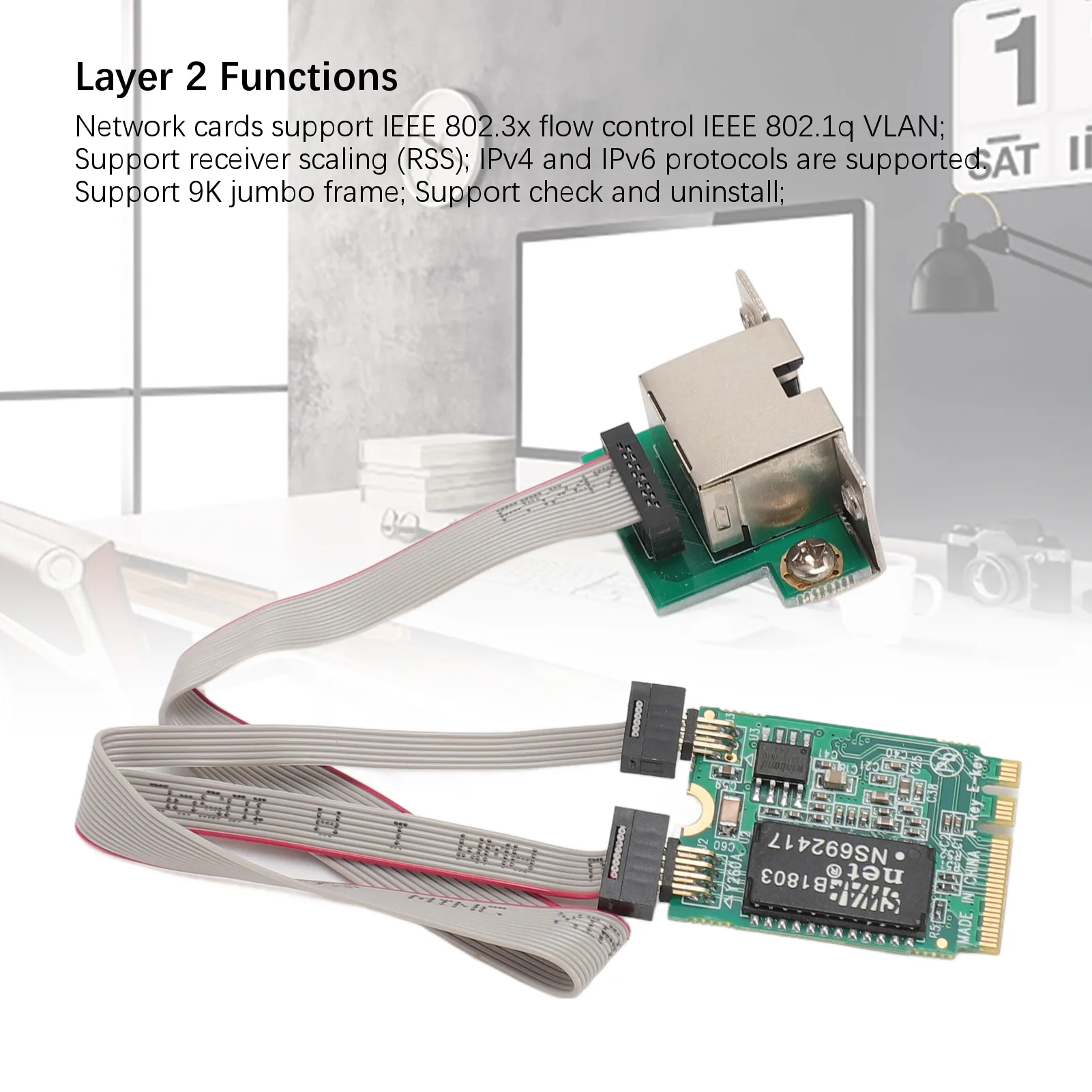 Single Port Network Card M.2 A+E Bent Pin Gigabit Ethernet RJ45 Server I210AT Chip