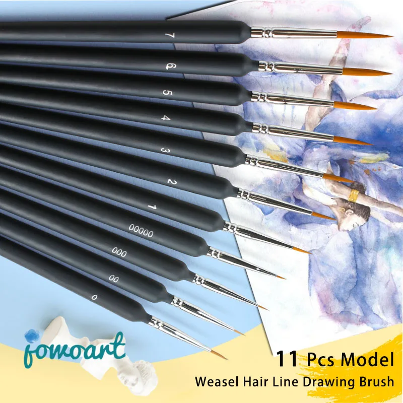 Paint Brushes Hook line pen watercolor claborate-style oil painting extra fine soft weasel hair Hand Painted 00000 brush gouache acrylic strok paint brushes