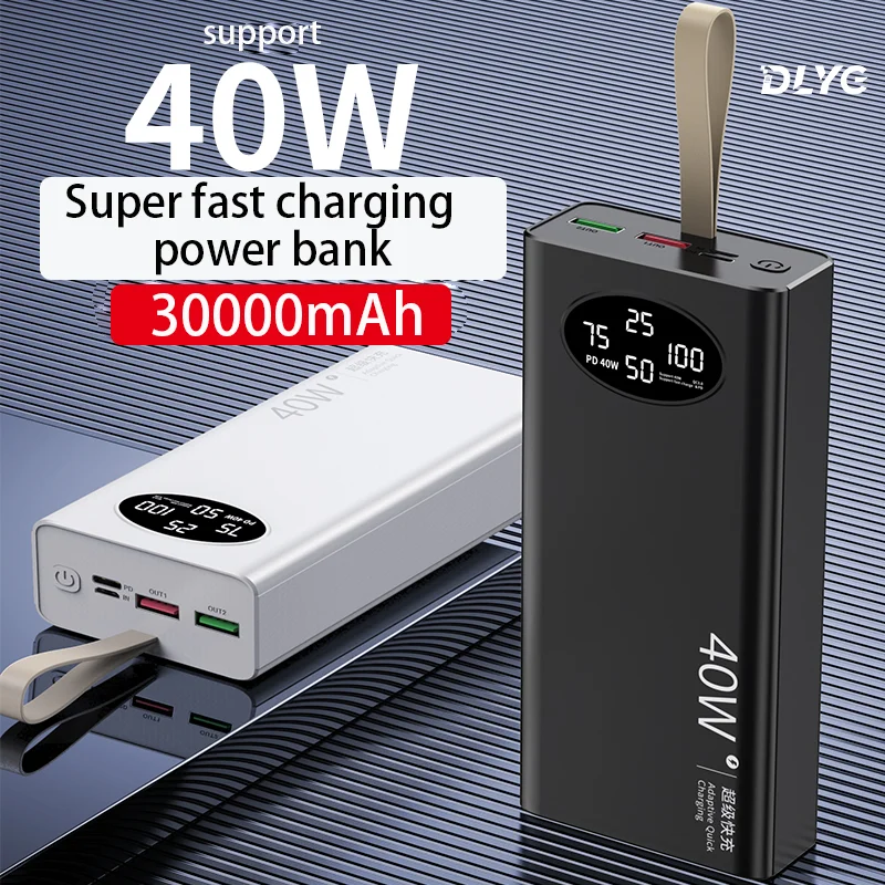 

40w Super Fast Charging Large Capacity 30000mah Power Pack Bidirectional Fast Charging Digital Display External Battery PD20W