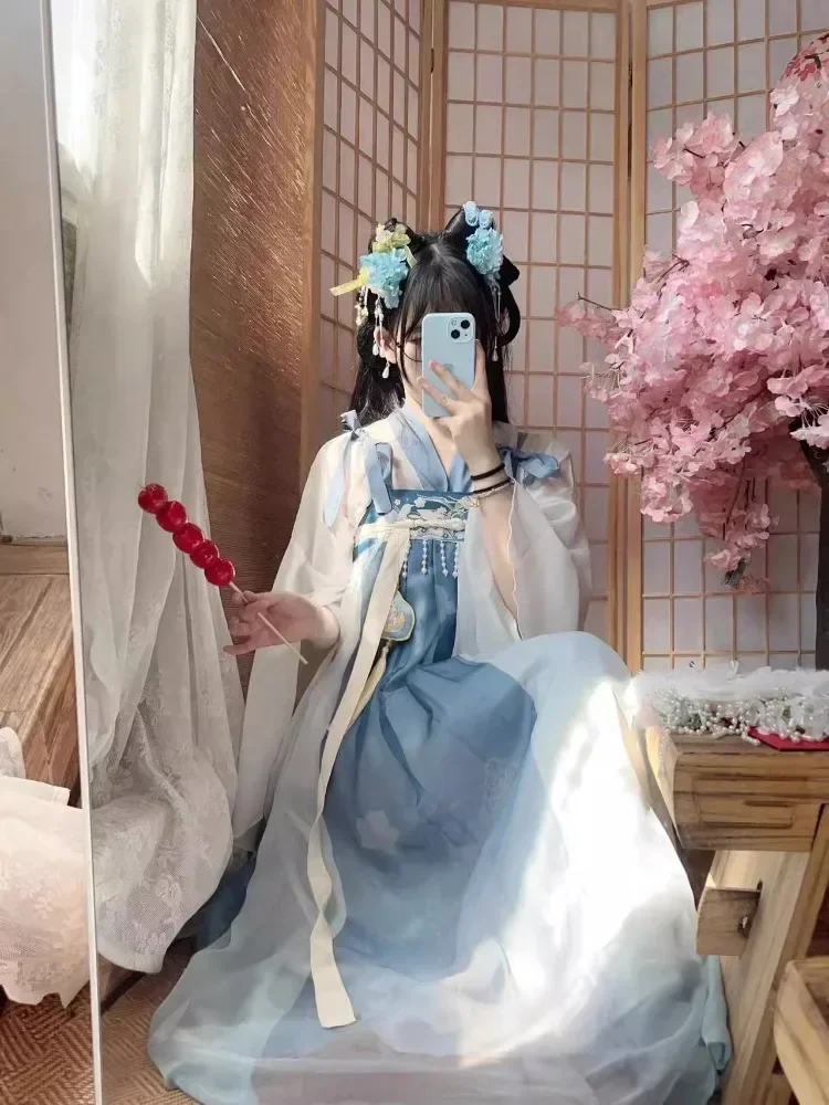 

Женское платье с цветочным принтом, элегантное платье с юбкой в стиле династии Тан