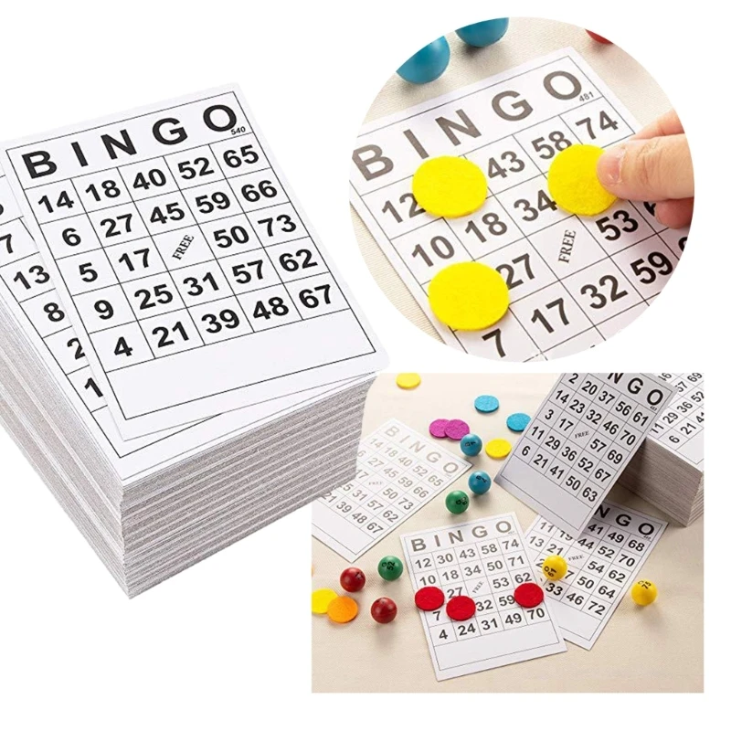 60 Pcs Bingos Game Cards With Unique Number Non-repetitive Family Bingos Game Cards Disposable Party Table Games