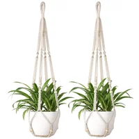 Gardening Plant Hanging Baskets Flower Pot Handmade Macrame Knotted Rope Flower Pot Bohemian Style for Home Balcony Decoration 2