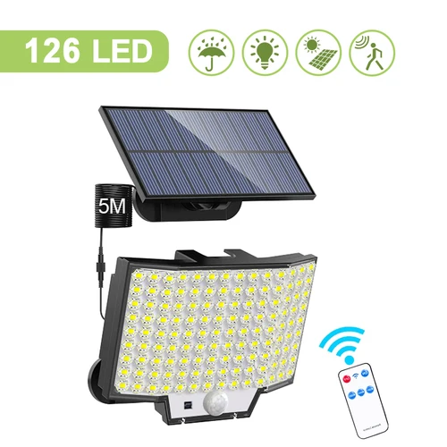 348LED 태양열 램프 야외 보안 라이트, 모션 센서, 방수, 126, 328LED, 강력한 스포트라이트, 정원 차고용 6