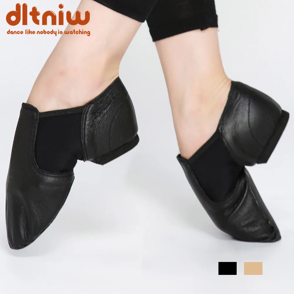 

Coupons Women's Jazz Slip on Sneakers Genuine Leather Dancing Shoes for Men Adult Kids Girls Black sports Boots Jazz Dance Shoes