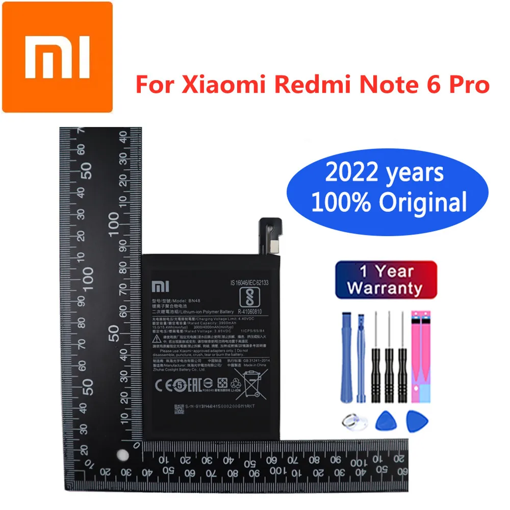 

2022 years xiaomi 100% Original Battery For Xiaomi Redmi Note 6 Pro BN48 Red rice Note6 Pro 4000mAh Mobile Phone Battery + Tools