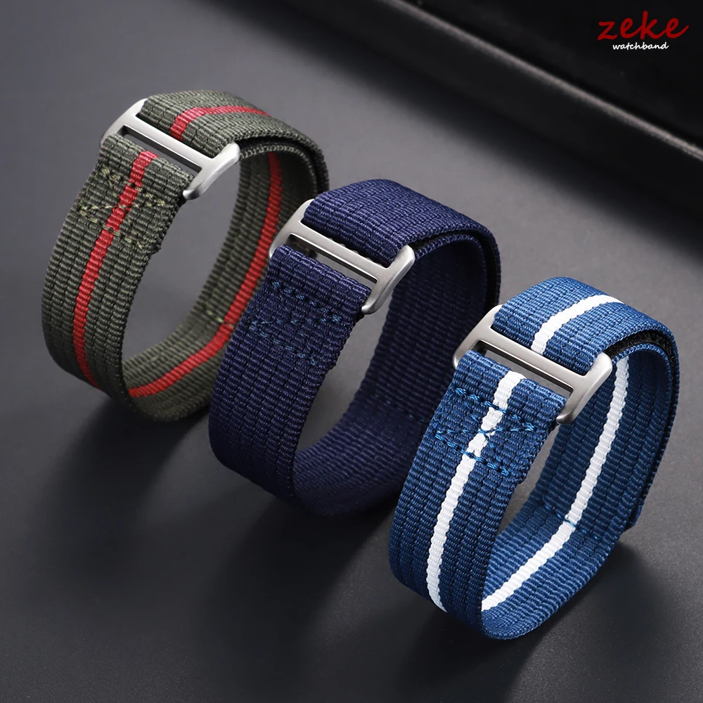 Durable Nylon Canvas Military Sports Watch Strap - Hook & Loop Closure