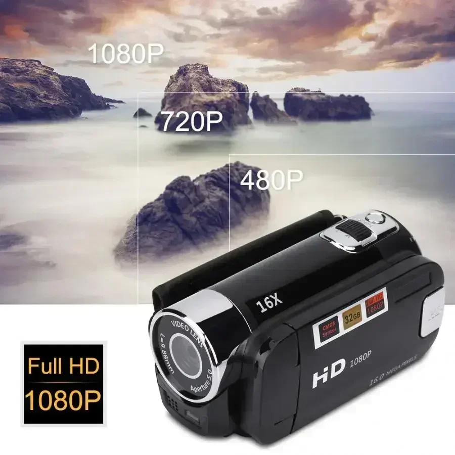 1080P Full HD Digital Camera 270° Rotation DV Video Recorder 2.7inch Touch Screen Digital Camcorder 16X Digital Zoom CMOS Sensor 3