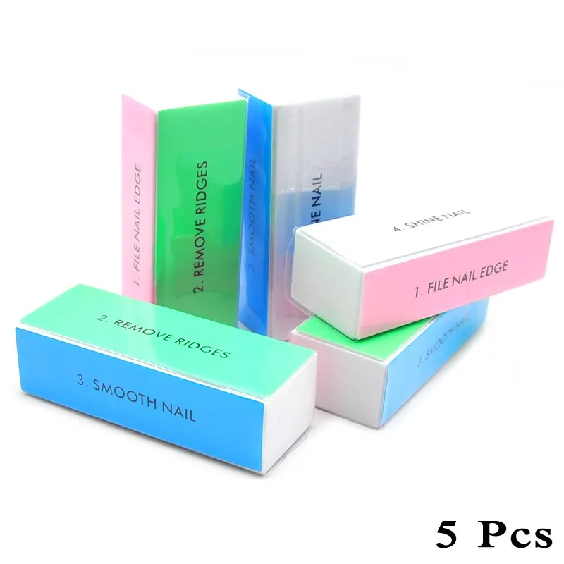 Colorful 4-Way Nail Buffer Blocks - Shine & Polish Kit (5 Pieces)