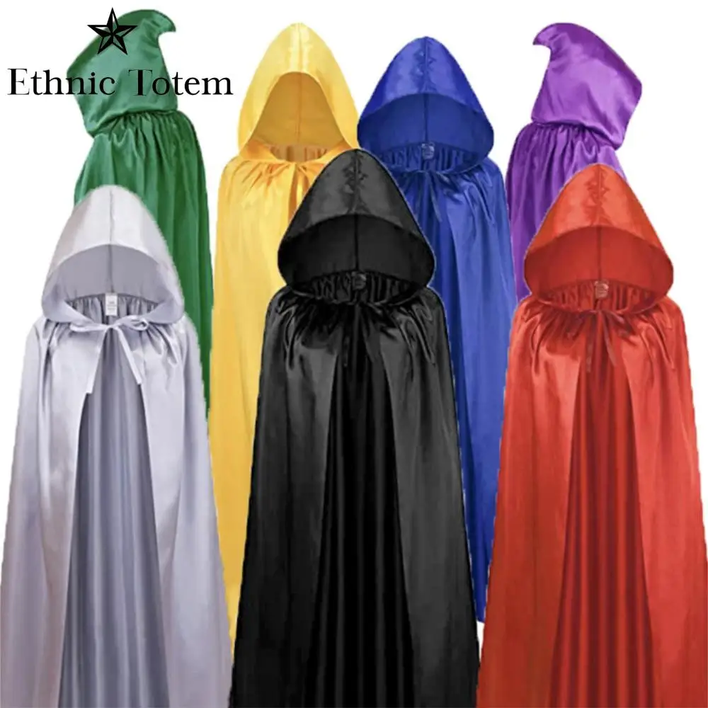 

Medieval Hooded Cloak for Children and Adults, Hooded Cape, Black Reaper Coat, Witch, Vampire, Cosplay Costume, Standing Collar