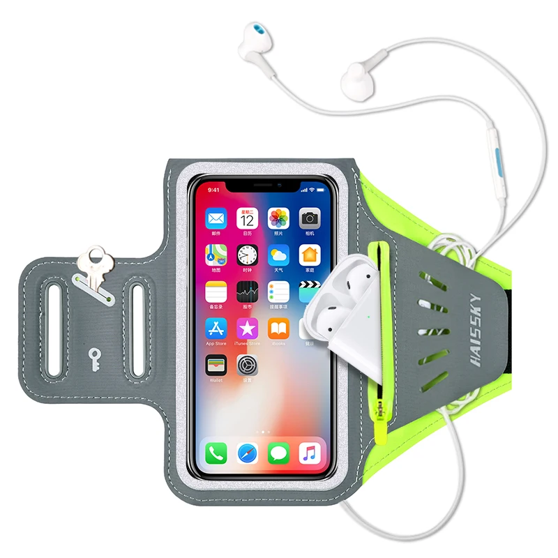 

HAISSKY Upgrade Zipper Earphone Bag Running Sports Armbands Men Women Waterproof On Hand GYM Fitness Arm Band Phone Pouch Bags