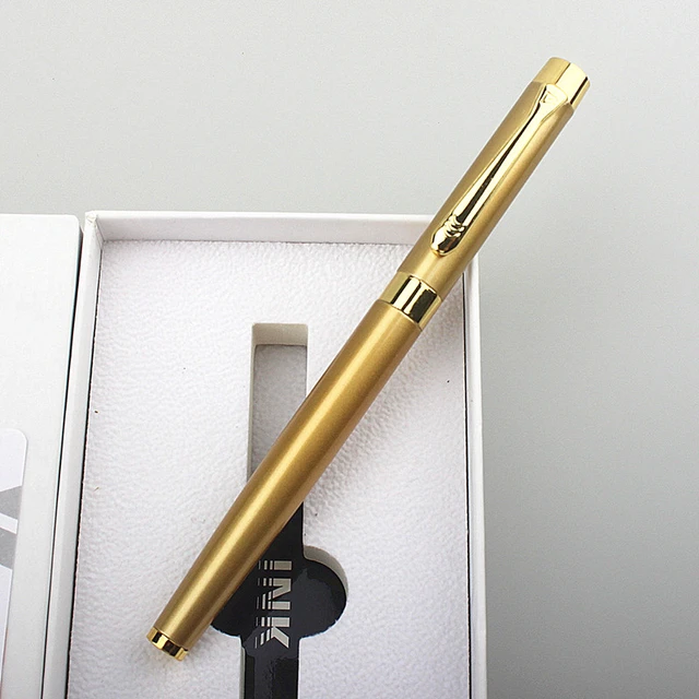 Gold Pens with Gold Pen Cap 3 Piece Pen Set - Gold Rollerball Metal Pens - Fine