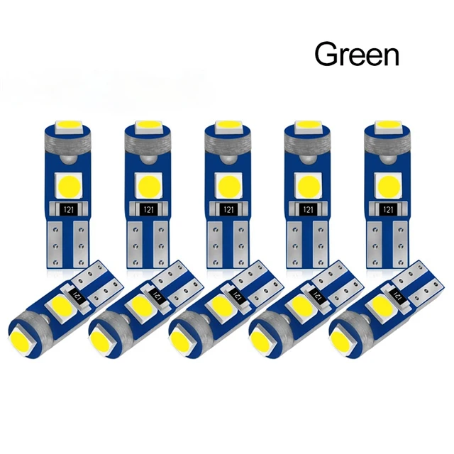 10pcs T5 Led Bulb W3W W1.2W 12V Led Canbus Car Interior Lights Dashboard Warming Indicator Wedge Auto Instrument Lamp 10pcs Green