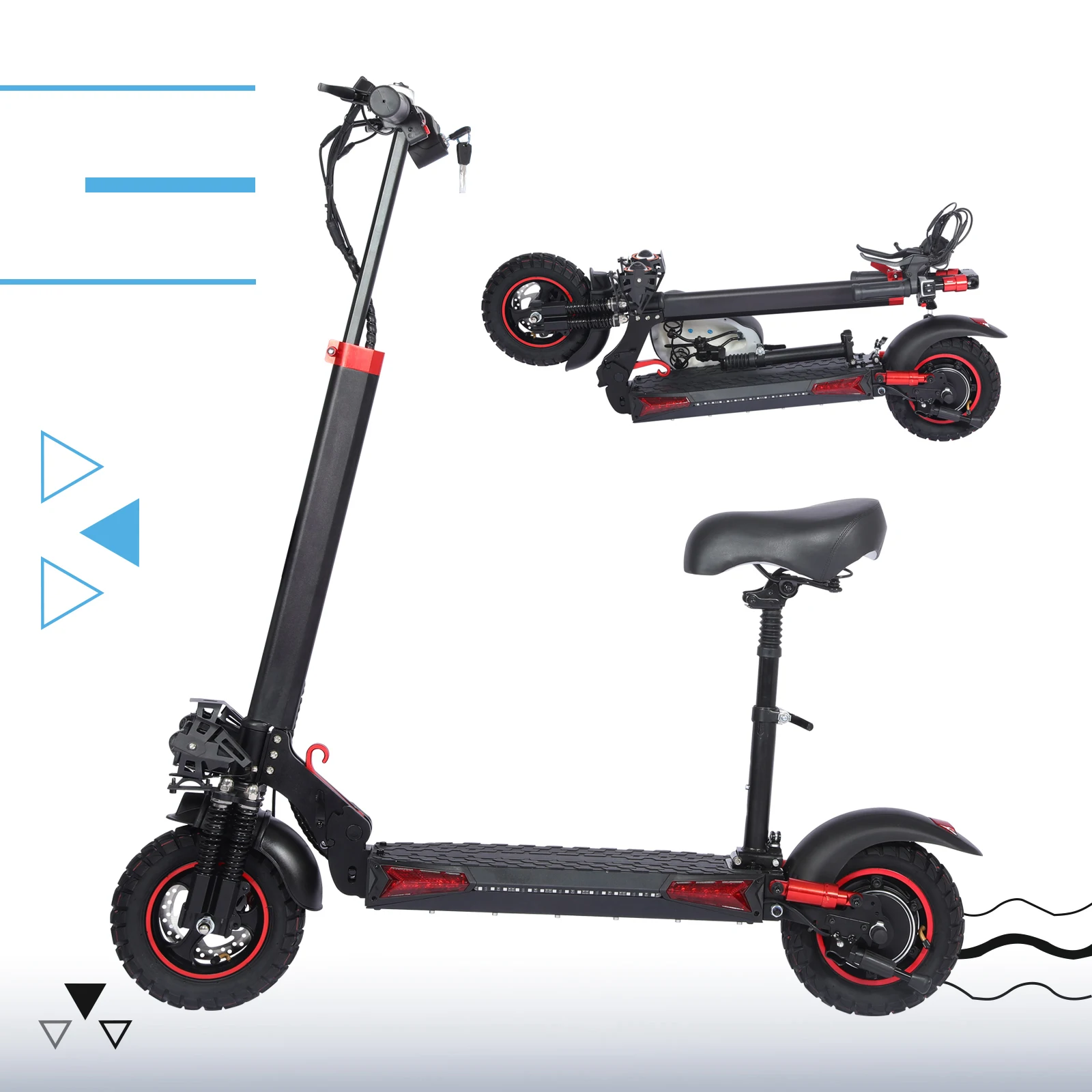 Electric Scooter with Seat for Heavy Adults 1200W Motor 28MPH Range 35Miles Foldable