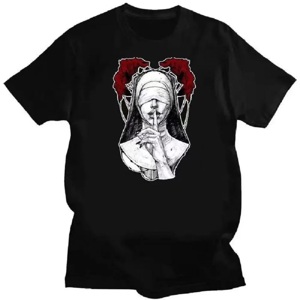 Satanic Nun Tattoos Unholy Tricou Bărbați Sexy T Vară Confort Funny Tricou Imprimare Creativitate Noutate Bărbați mânecă scurtă_voghion.com