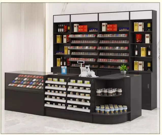 Supermarket cashier tobacco and liquor cabinet combination corner rock plate convenience store tobacco counter cabinet