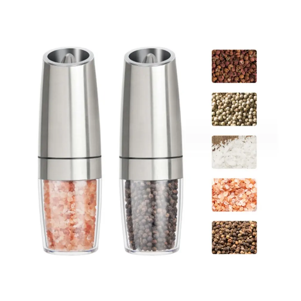 Gravity Electric Automatic Mill Seasoning Salt and Pepper Grinder LED Light Adjustable Coarseness Kitchen Steak Tool Sets