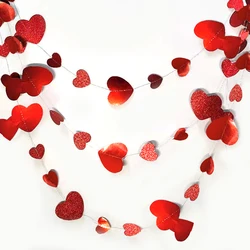 Elegant 13Ft White & Gold Heart Garland Streamer (Red Heart)