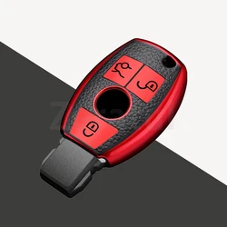 Premium TPU Leather Car Key Case Cover - Full Shell Design (Red cover)