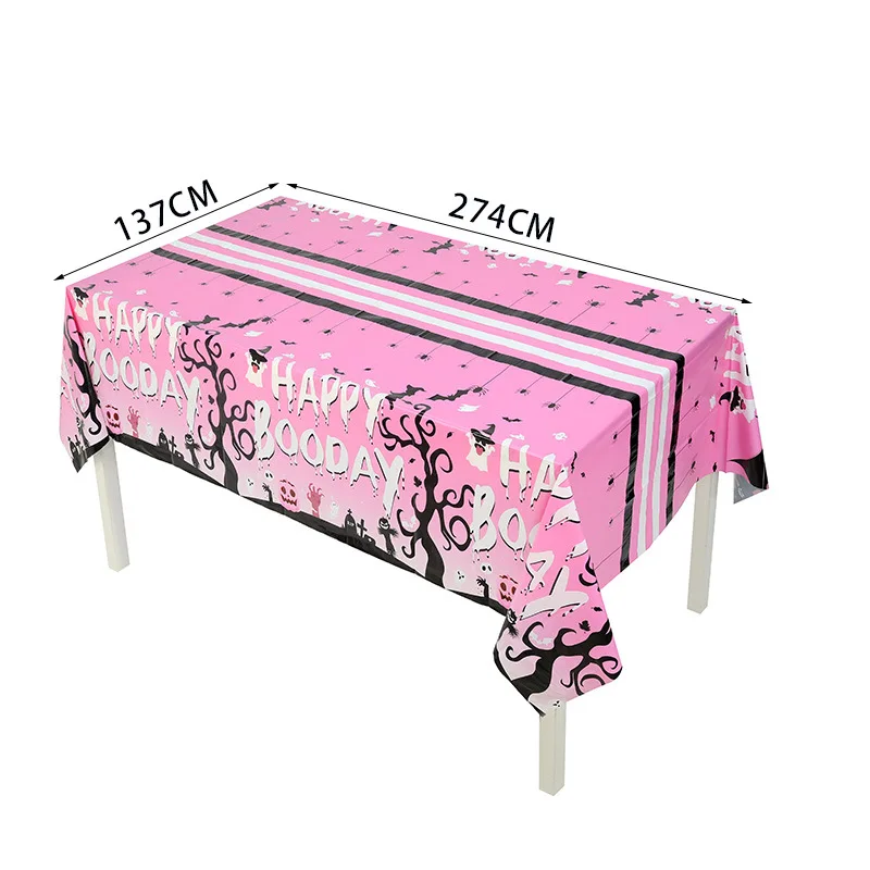 New Halloween tablecloth, Halloween decoration wallpaper, PEVA disposable pink party Regarding the tablecloth