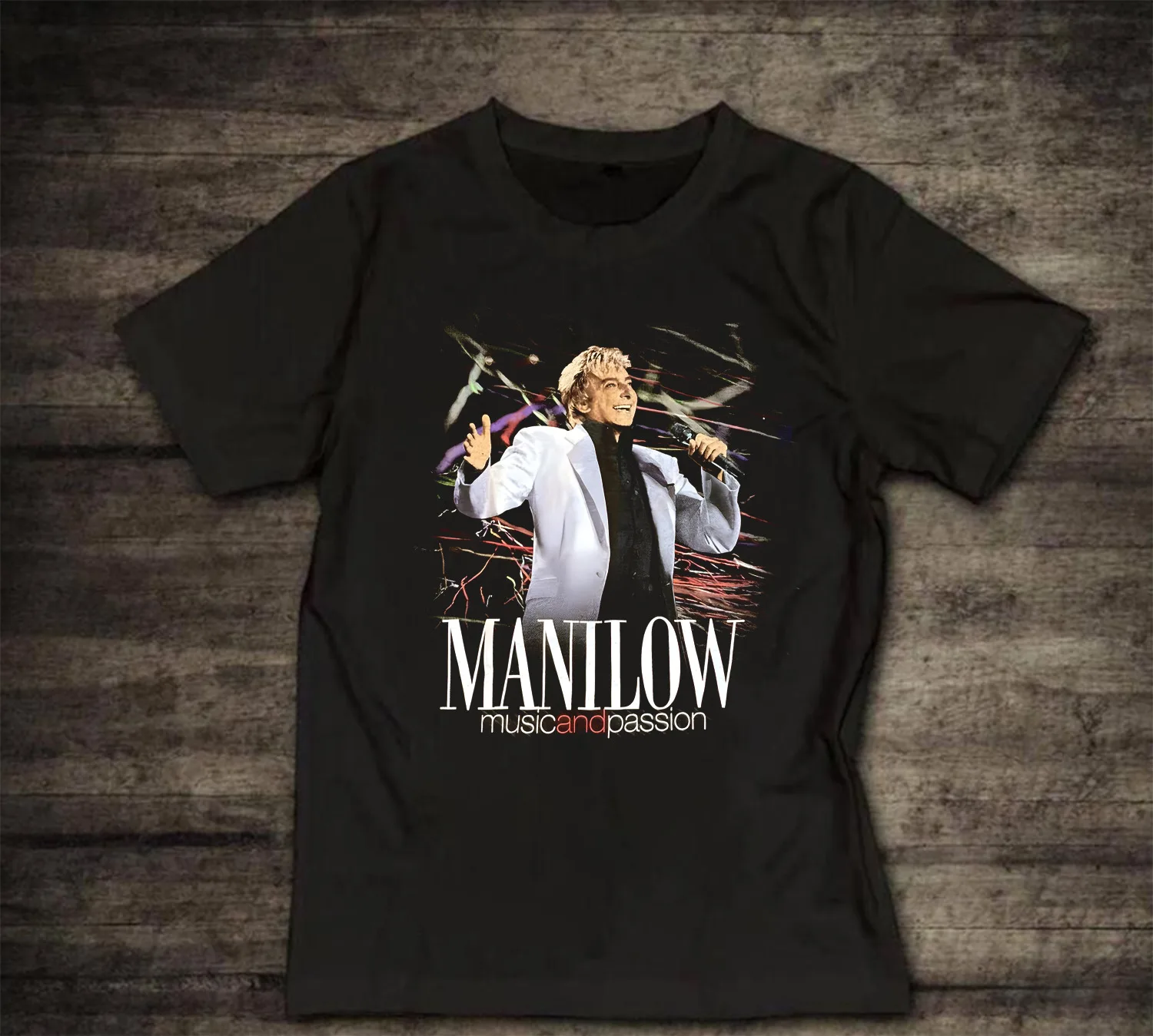 Hot Barry Manilow Singer T Shirt Black Size S 4Xl Gifl Cg868 Maniche Lunghe O Corte