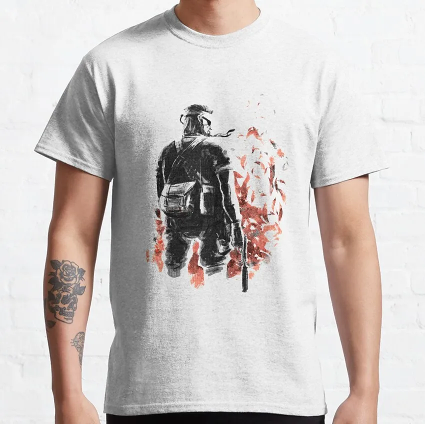 Metal Gear Solid Big Boss Sketch Graphic Cotton T-Shirt - Plus Size Men's Gaming Apparel