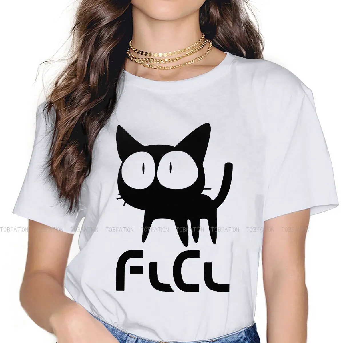 

Cat classic Women Clothes FLCL Anime Oversized T-shirt Harajuku Vintage Female Blusas
